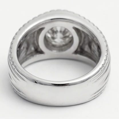 Men’s Round Old Mine Cut Bezel Set Lab Grown Diamond Ring 2 Carats