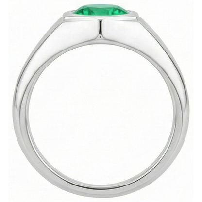 Natural Real ( Not Lab Grown ) Men’s Solitaire Ring Green Emerald GIA Round Gents Jewelry