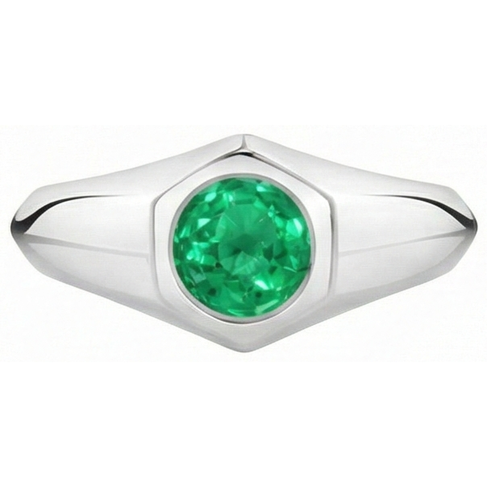 Natural Real ( Not Lab Grown ) Men’s Solitaire Ring Green Emerald GIA Round Gents Jewelry