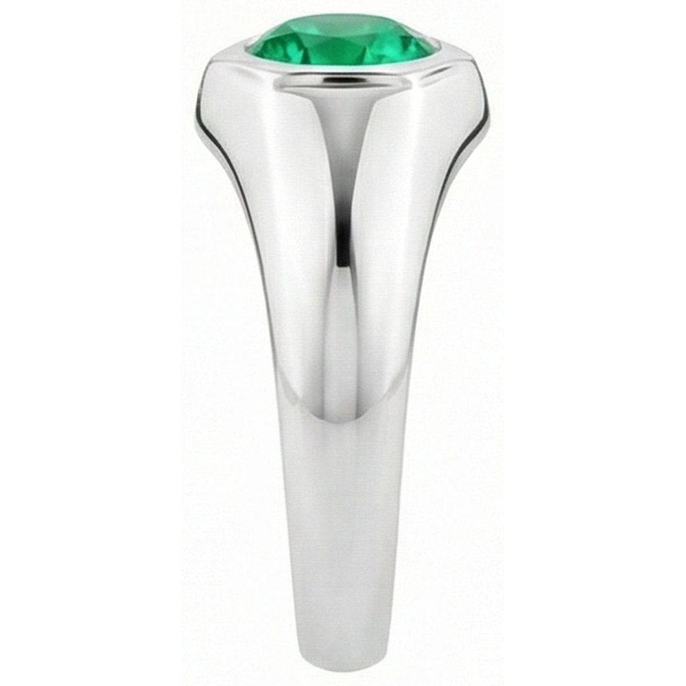 Natural Real ( Not Lab Grown ) Men’s Solitaire Ring Green Emerald GIA Round Gents Jewelry