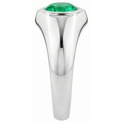 Natural Real ( Not Lab Grown ) Men’s Solitaire Ring Green Emerald GIA Round Gents Jewelry