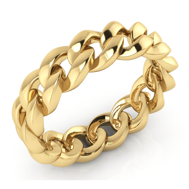 Men's Band Miami Cuban Yellow Gold