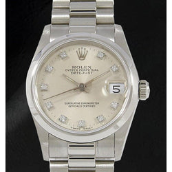 Men's Rolex Datejust 31mm Silver Diamond Dial Platinum Watch