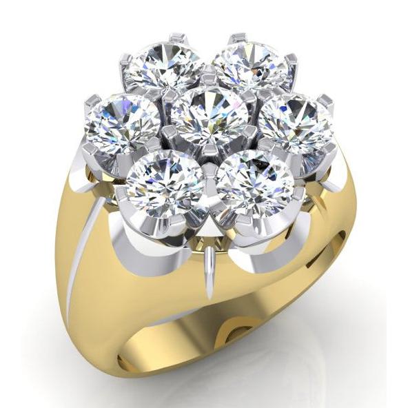 Men's Cluster Diamond Ring Lab Grown Two Tone Jewelry for Men