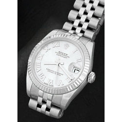 Men's Date-just 31mm Rolex Silver Roman Dial Watch