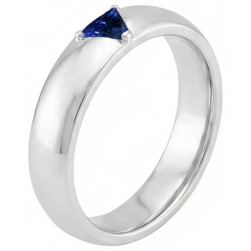 Natural Real ( Not Lab Grown )  Mens Gemstone Ring Solitaire Trillion Deep Blue Sapphire Jewelry 1 Ct