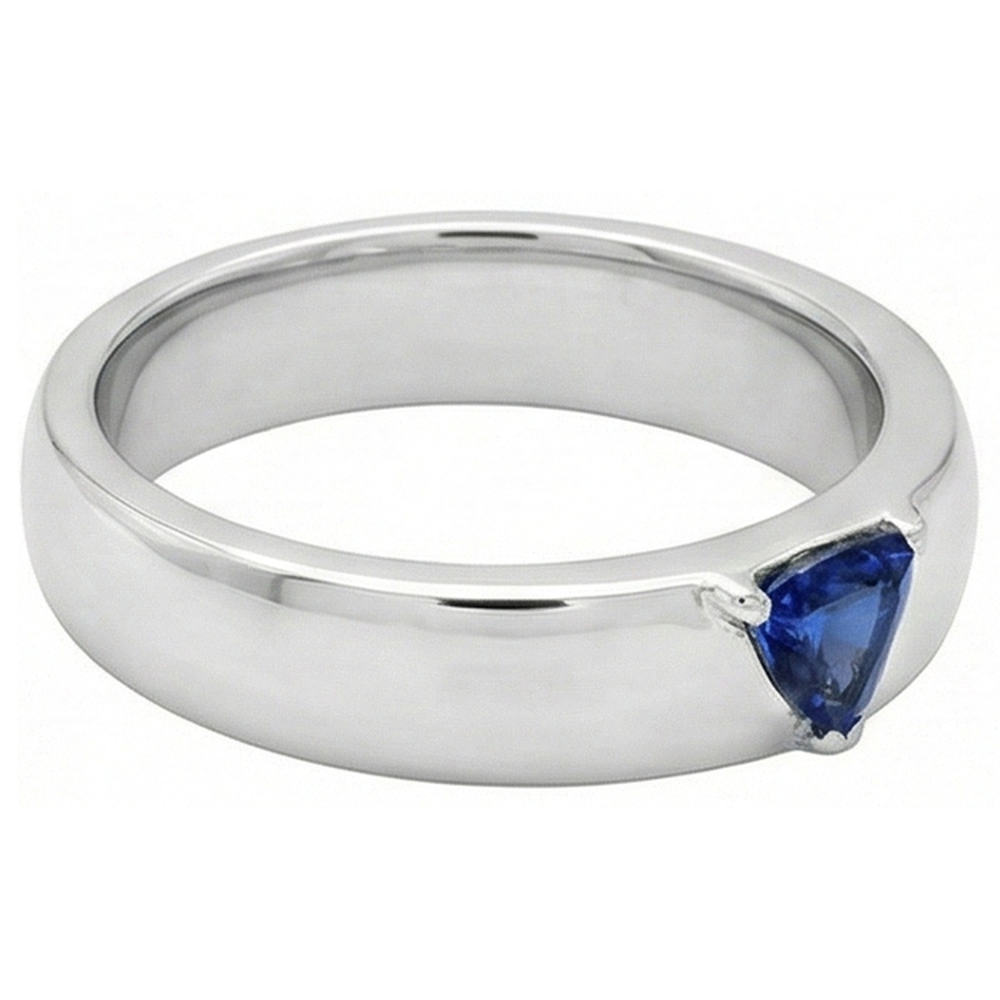 Natural Real ( Not Lab Grown )  Mens Gemstone Ring Solitaire Trillion Deep Blue Sapphire Jewelry 1 Ct