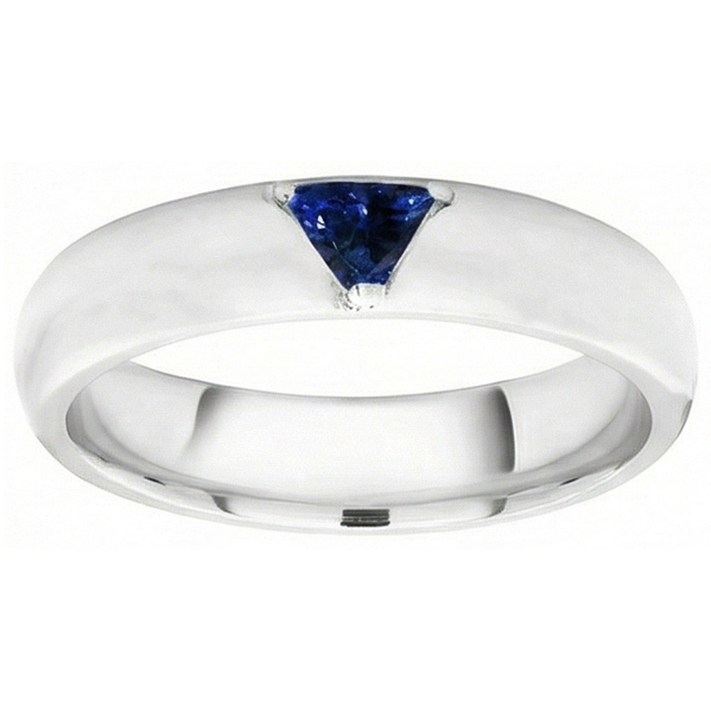 Natural Real ( Not Lab Grown )  Mens Gemstone Ring Solitaire Trillion Deep Blue Sapphire Jewelry 1 Ct