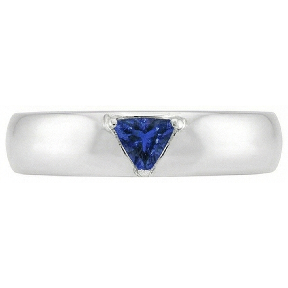 Natural Real ( Not Lab Grown )  Mens Gemstone Ring Solitaire Trillion Deep Blue Sapphire Jewelry 1 Ct