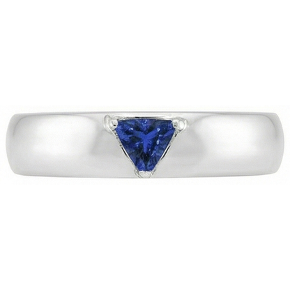 Natural Real ( Not Lab Grown )  Mens Gemstone Ring Solitaire Trillion Deep Blue Sapphire Jewelry 1 Ct