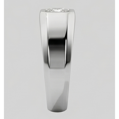 Mens Pinky Ring Princess Cut Lab Grown Diamond White Gold