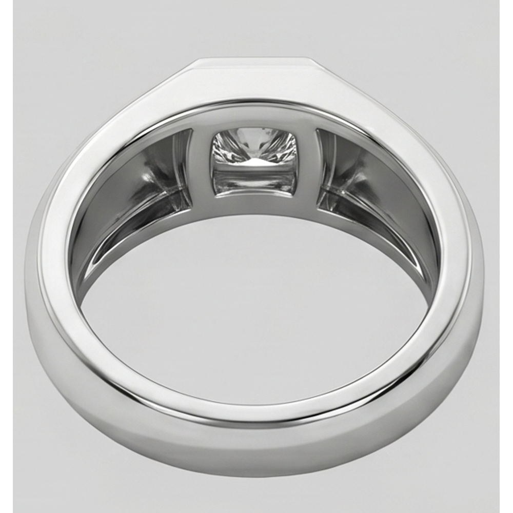 Mens Pinky Ring Princess Cut Lab Grown Diamond White Gold