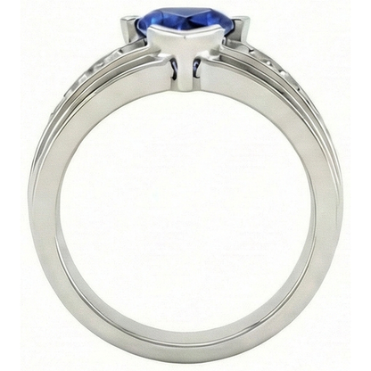 Mens Ring Channel Set Natural Earth Mined Diamond Trillion Half Bezel Blue Sapphire 3 Ct