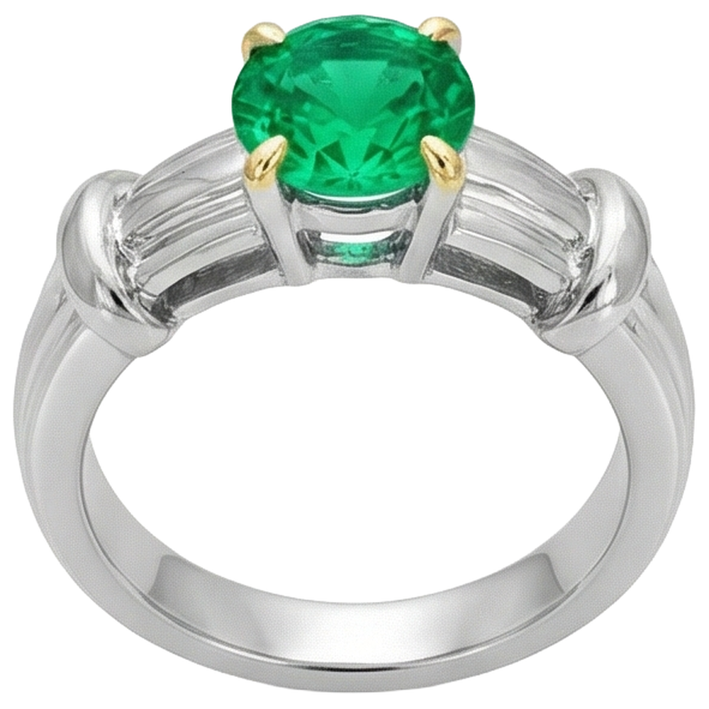 Natural Real ( Not Lab Grown ) Mens Solitaire Ring Green Emerald GIA Thick Shank