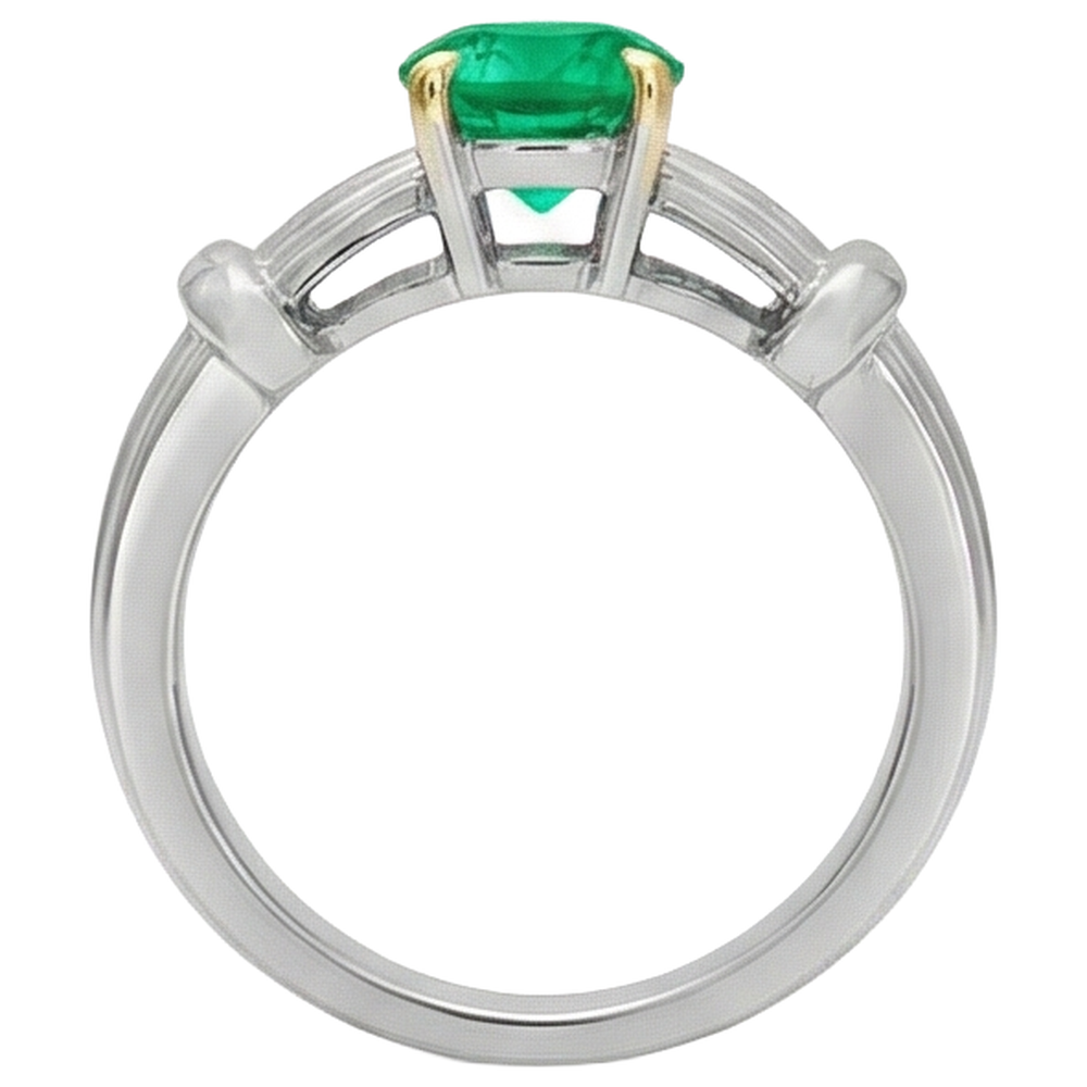 Natural Real ( Not Lab Grown ) Mens Solitaire Ring Green Emerald GIA Thick Shank