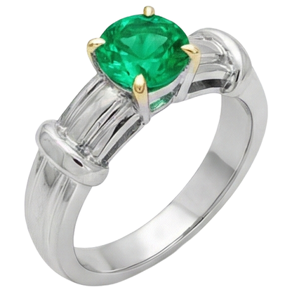 Natural Real ( Not Lab Grown ) Mens Solitaire Ring Green Emerald GIA Thick Shank