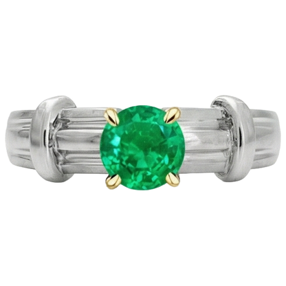 Natural Real ( Not Lab Grown ) Mens Solitaire Ring Green Emerald GIA Thick Shank