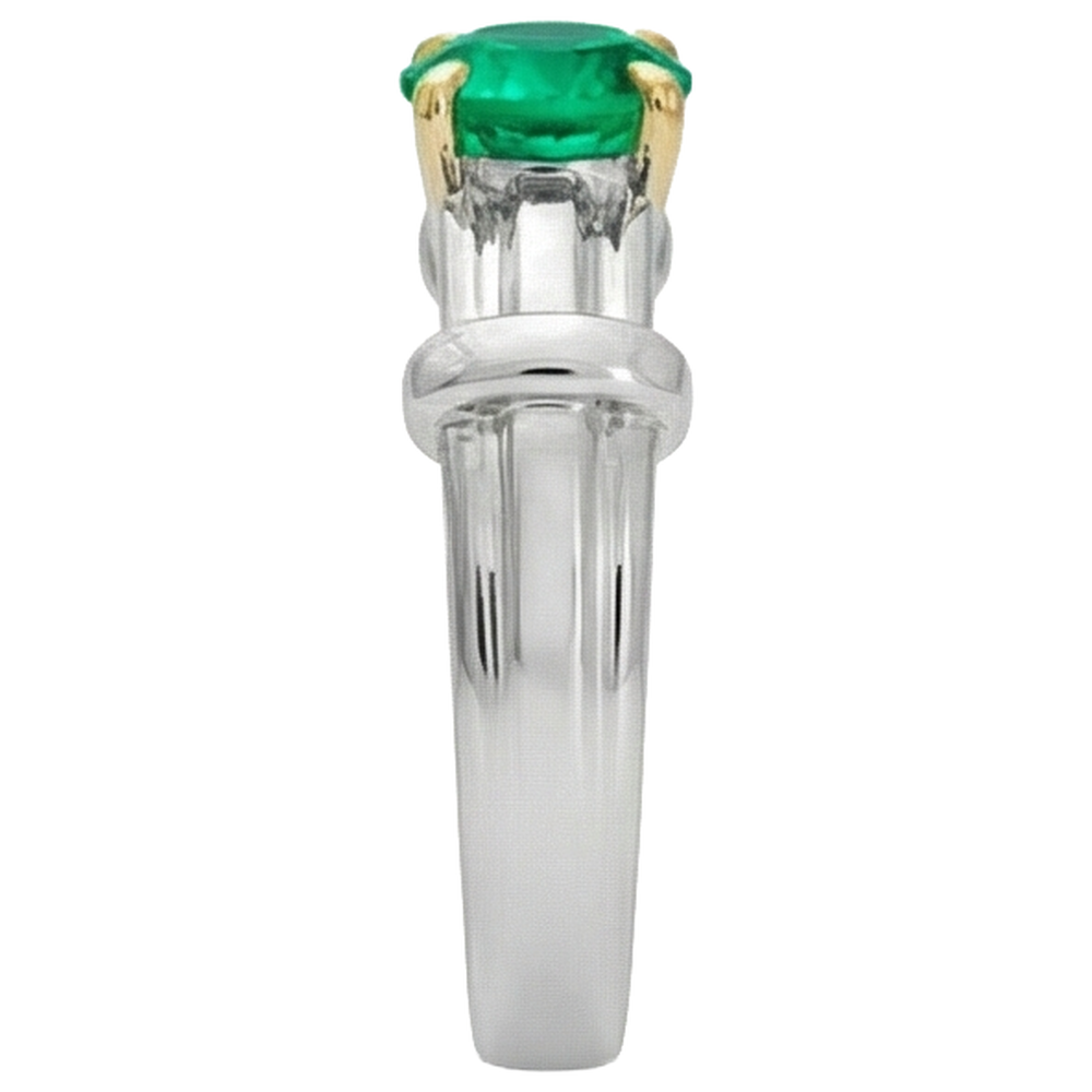 Natural Real ( Not Lab Grown ) Mens Solitaire Ring Green Emerald GIA Thick Shank