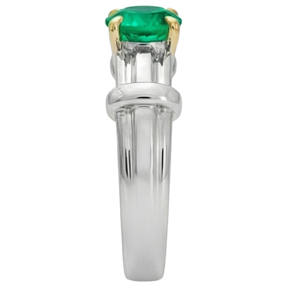 Natural Real ( Not Lab Grown ) Mens Solitaire Ring Green Emerald GIA Thick Shank
