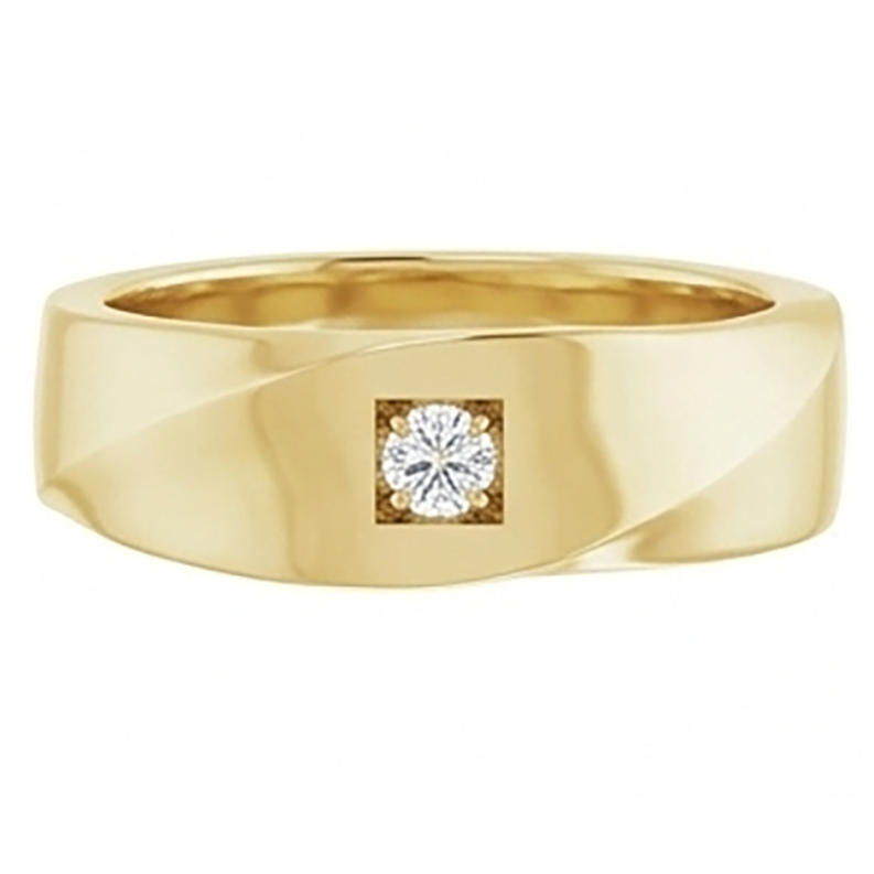 Mens Yellow Gold Lab Grown Diamond Pinky Ring