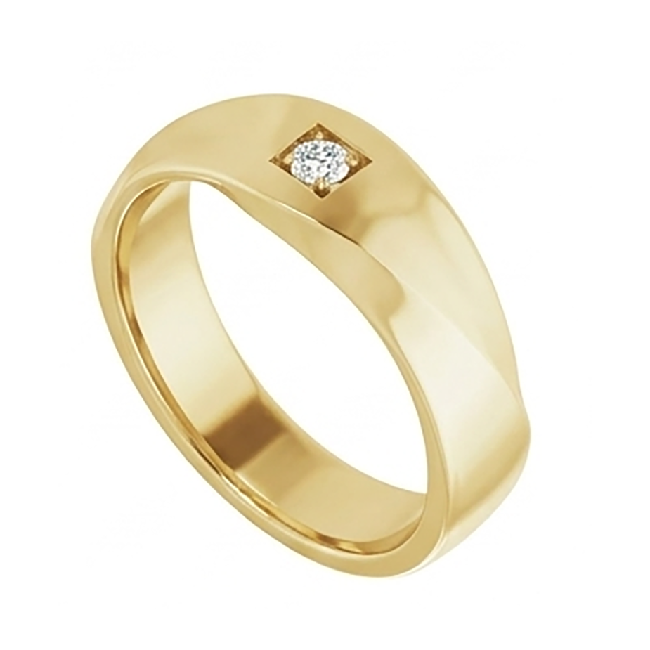 Mens Yellow Gold Lab Grown Diamond Pinky Ring