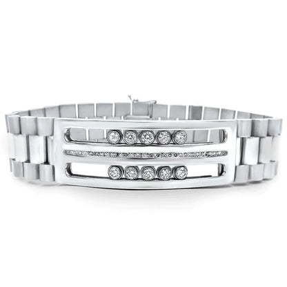 Mens Watch Style Diamond Bracelet
