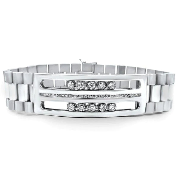 Mens Watch Style Diamond Bracelet