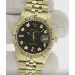 Midsize Rolex Date Watch Jubilee Bracelet Black Custom Diamond Dial