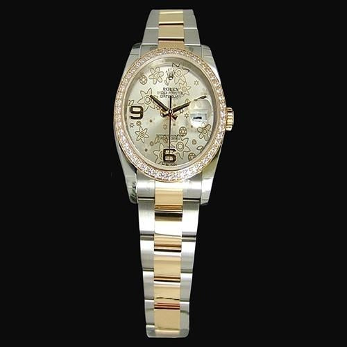 Diamond Bezel Watch Ladies Factory Bezel Flower Dial
