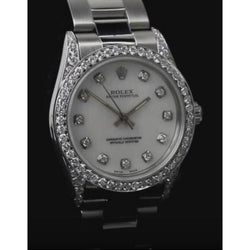 Midsize Rolex Watch Custom Diamond Bezel Oyster Bracelet Ss