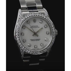Midsize Rolexdatejust Watch Custom Diamond Bezel Oyster Bracelet Ss