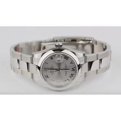 Midsize Rolexdatejust Watch Gray Roman Dial Oyster Bracelet Ss