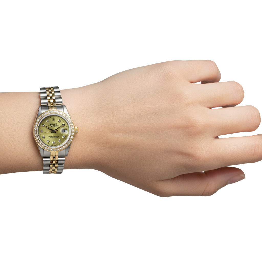 Midsize 31Mm Datejust Rolex Watch Custom Diamond Bezel Gold & Ss P5