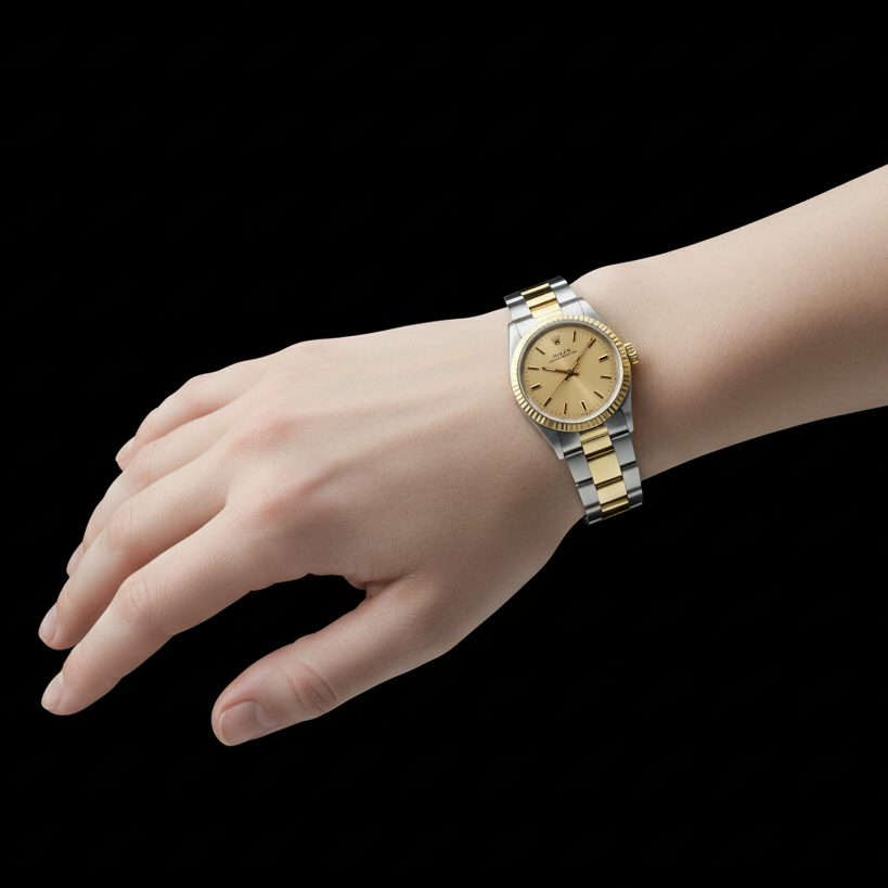 Midsize 31Mm Rolex Watch Bracelet Stick Dial Two Tone P5