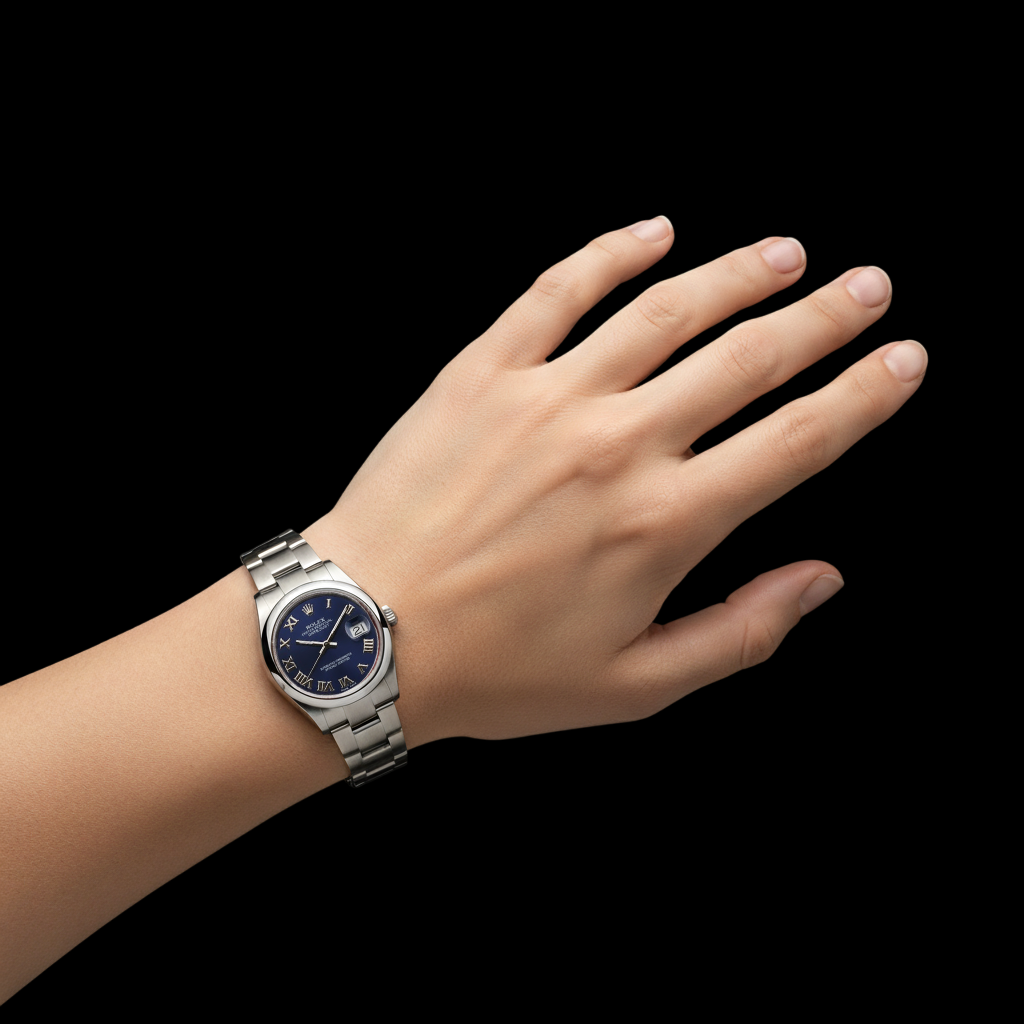 Midsize 31 Mm Date Just Rolex Watch Smooth Bezel Roman Dial Ss P5