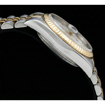 Midsize Rolex Ss 31 Mm Two Tone Bracelet Watch White Roman Dial