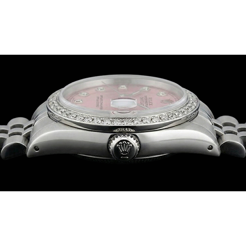 Midsize Rolex Ss Jubilee Bracelet Dj Watch Pink Diamond Dial Bezel