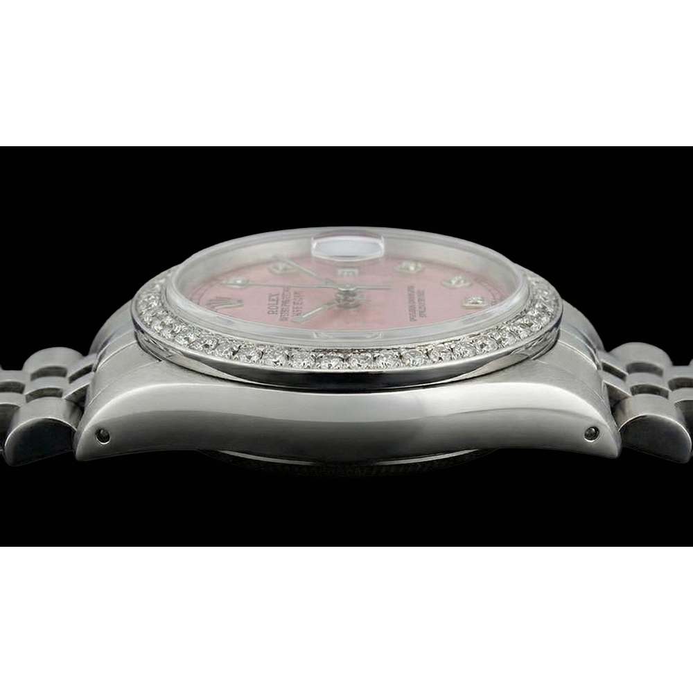 Midsize Rolex Ss Jubilee Bracelet Dj Watch Pink Diamond Dial Bezel