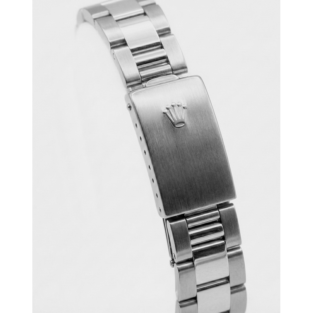 Midsize Rolex Stick Dial Ss Oyster Bracelet Diamond Bezel Watch