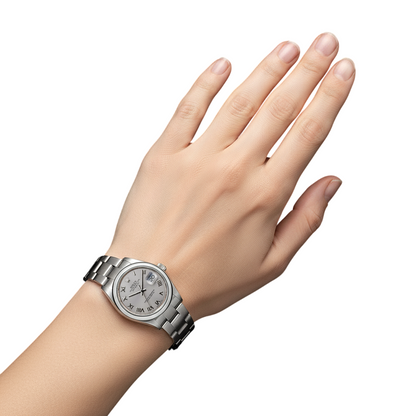 Midsize Rolexdatejust Watch Gray Roman Dial Oyster Bracelet Ss P5