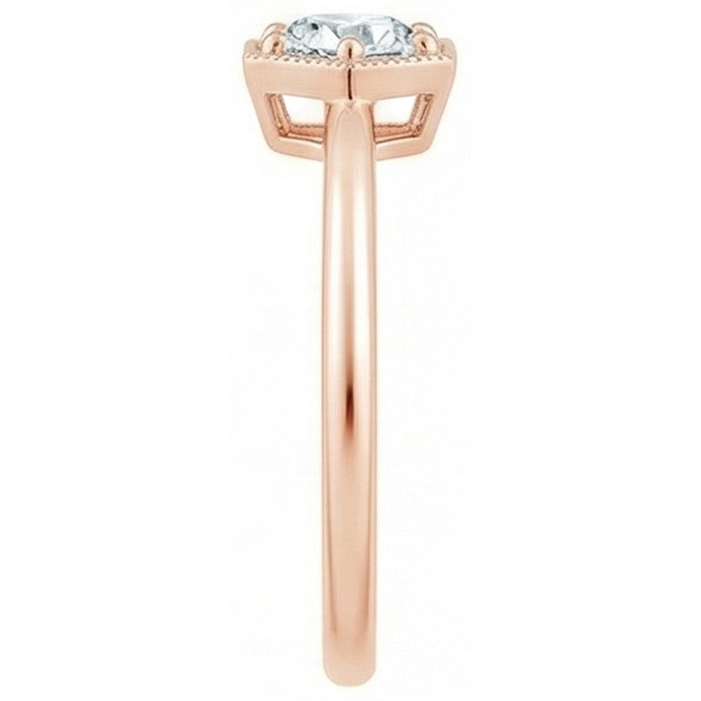 Miligrain Rose Gold Solitaire Round Old European Ring 1 Carat Natural Earth Mined Diamond