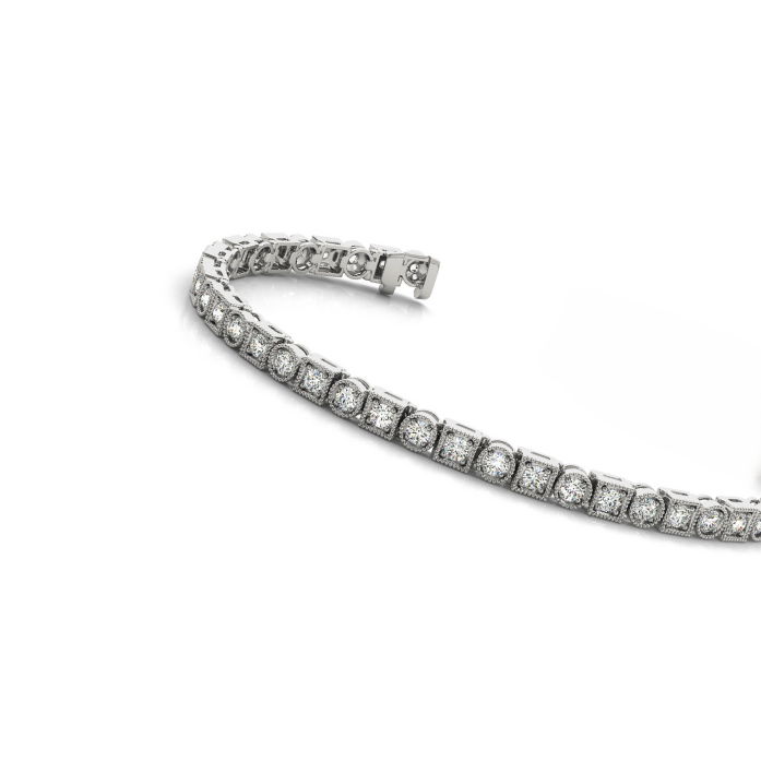 Miligrain Lab Grown Diamond Tennis Bracelet 6.60 Carats White Gold 10K