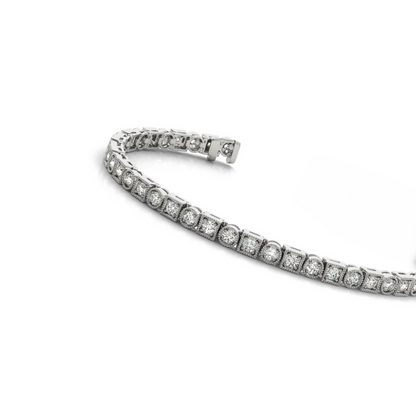 Miligrain Lab Grown Diamond Tennis Bracelet 6.60 Carats White Gold 10K