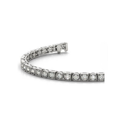 Miligrain Lab Grown Diamond Tennis Bracelet 6.60 Carats White Gold 10K