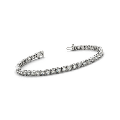 Miligrain Lab Grown Diamond Tennis Bracelet 6.60 Carats White Gold 10K