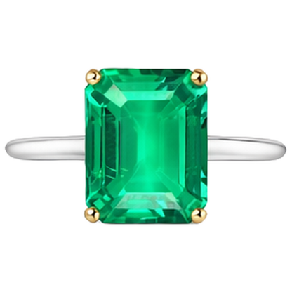 Natural Real ( Not Lab Grown ) Minimalist Gemstone Ring Green Emerald GIA Solitaire