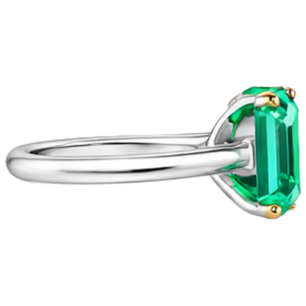 Natural Real ( Not Lab Grown ) Minimalist Gemstone Ring Green Emerald GIA Solitaire