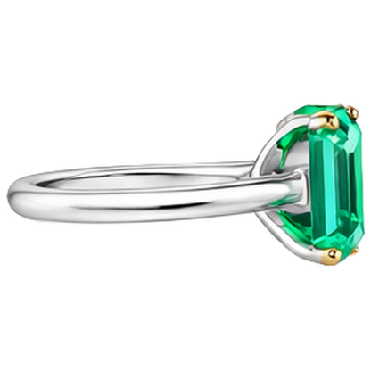 Natural Real ( Not Lab Grown ) Minimalist Gemstone Ring Green Emerald GIA Solitaire