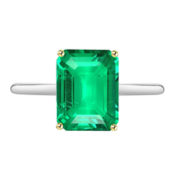 Minimalist Gemstone Ring Green Emerald Solitaire