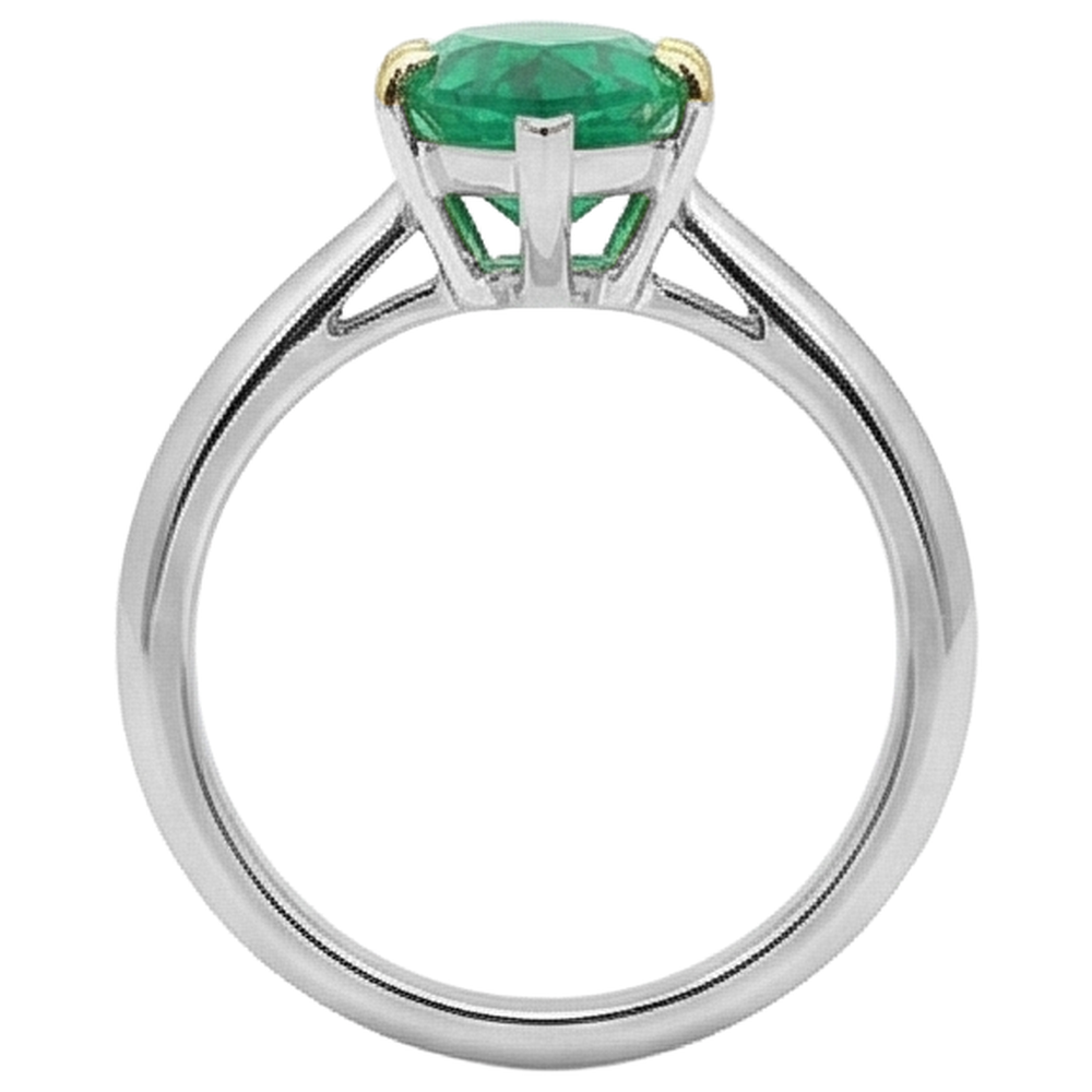 Natural Real ( Not Lab Grown ) Minimalist Green Emerald GIA Ring Solitaire Marquise Cut